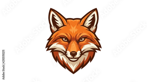 Tableau sur toile Red fox head mascot vector illustration isolated on white background