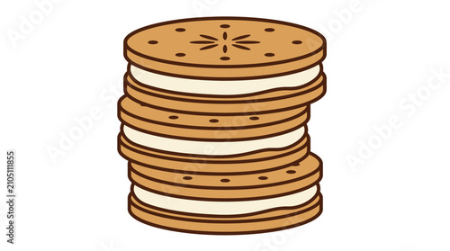 фотографія A stack of delicious cream filled sandwich cookies illustration.