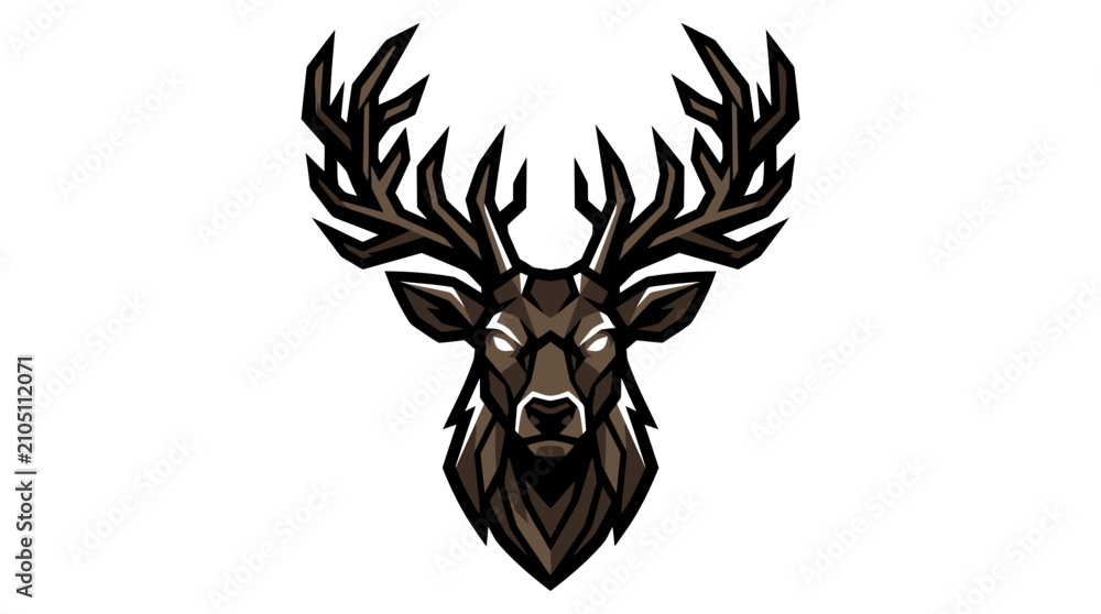 Obraz premium Aggressive dark deer head mascot logo illustration.