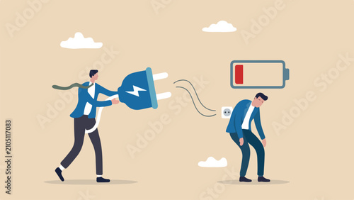 Tableau sur toile Recharge energy to exhausted fatigue office employee, refresh from overworked or