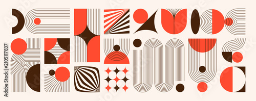 Abstract minimal mid-century design elements set. Geometric shapes in modern ...