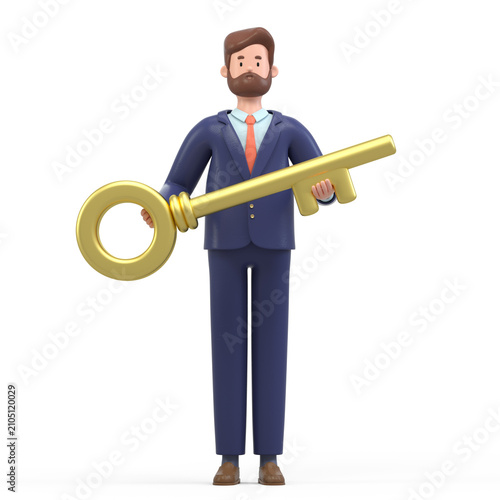 Konstfotografi A man holds a large golden key