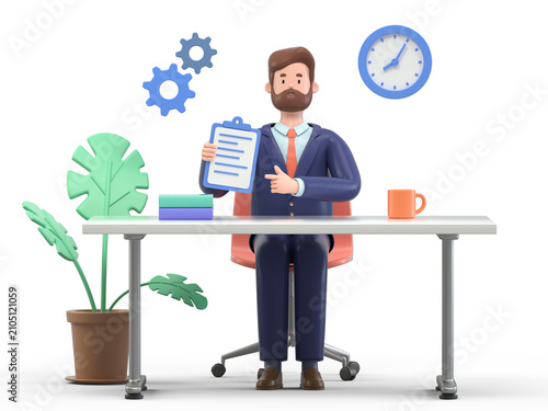 Fotografie A man reviews a document at a desk