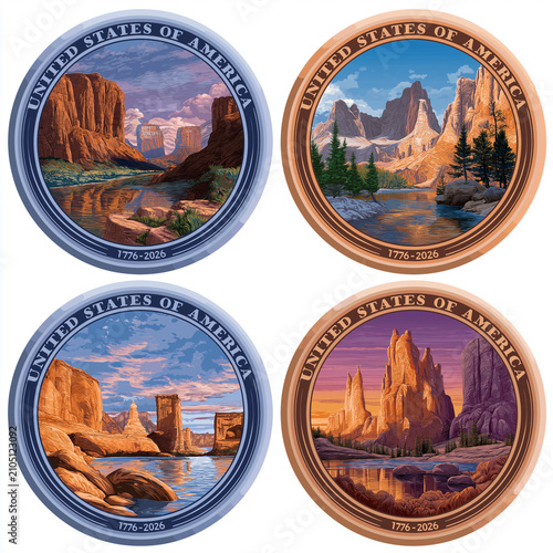 round button designs commemorating America
