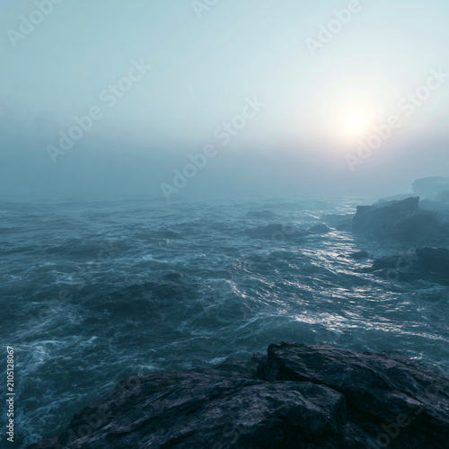 a photorealistic image lookin out