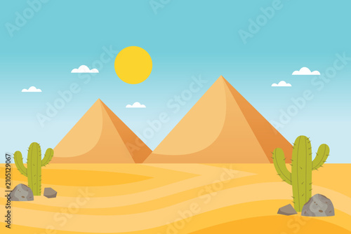  great pyramids in the desert landscape