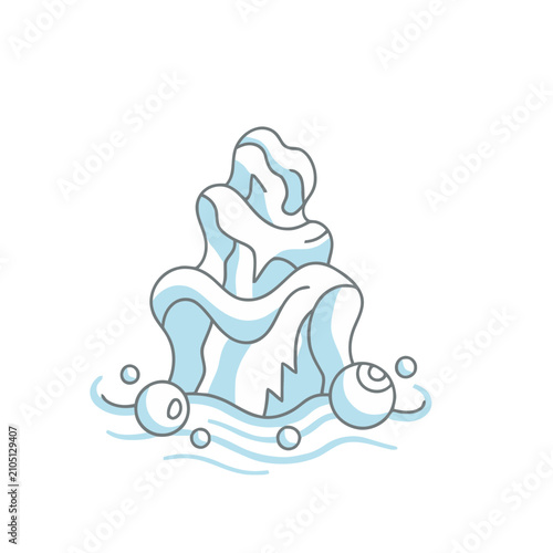 Abstract blue and white flowing shapes with circles