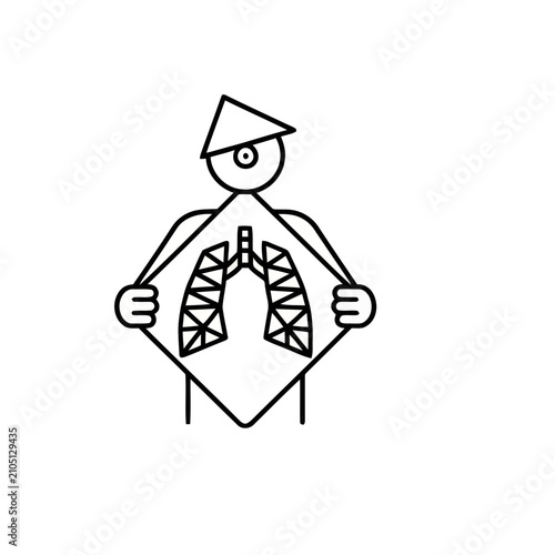 Abstract human figure holding lungs icon