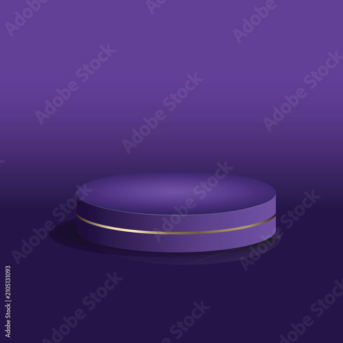 Luxury purple podium with gold line for product presentation background