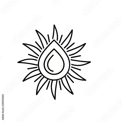Water drop with sun rays