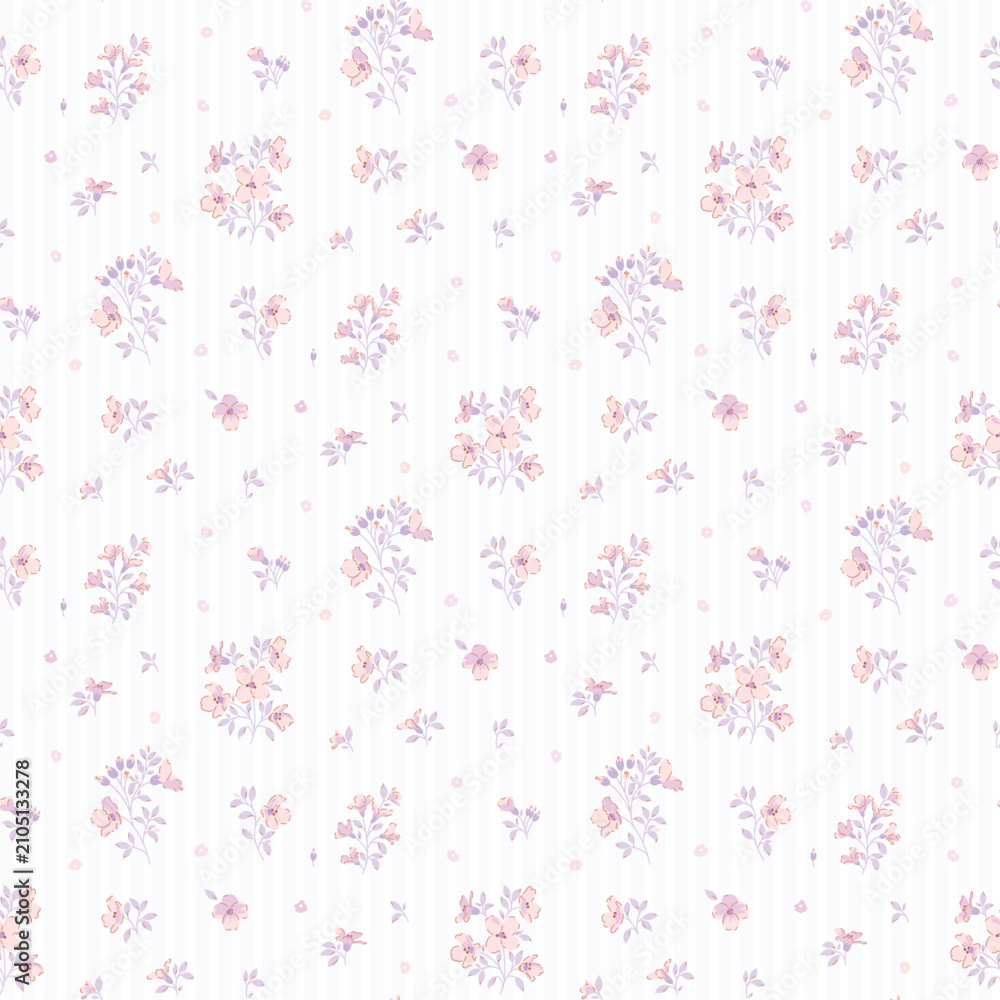 Obraz premium Seamless floral pattern, elegant flower pattern, ditsy flowers with tiny floral ornaments on light background. small hand drawn, surface pattern design for fabric, textile, fashion print 