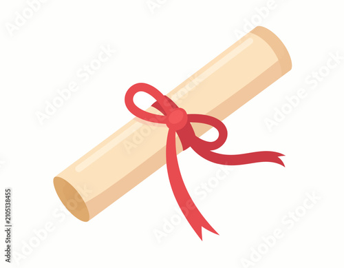Rolled Diploma Certificate with Red Ribbon Symbolizing Academic Achievement and Success.