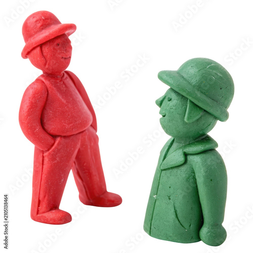 Colorful Modeling Clay Human Figures Isolated on White Background