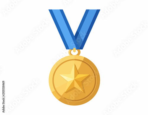 Gold Medal with Blue Ribbon Awarded for Victory.