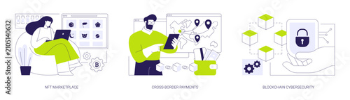Blockchain technology use isolated cartoon vector illustrations se