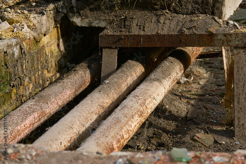 Photos Breakthrough,old sewer pipe