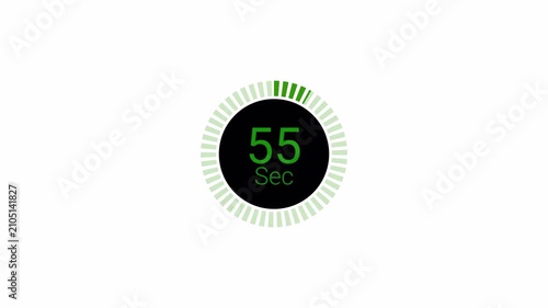 One minute countdown animation on a transparent background.0 to 60 second countdown timer with alpha channel in 4k,














