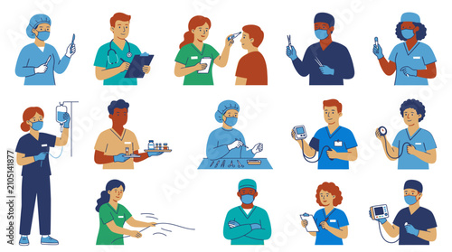 Medical professionals in various roles.