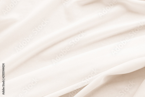 Background beige silk cloth wave abstract texture soft tablecloth cotton textile backdrop cosmetic beauty template presentation, silky velvet linen mockup cloth dress curtain backdrop clothing.