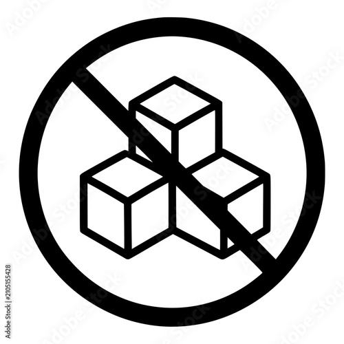 Fotografie Sugar Free Sign with Crossed Sugar Cubes, Black Vector Icon for Diet and Healthy