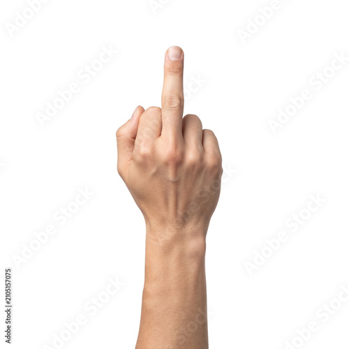 Konstfotografi Male hand showing middle finger offensive gesture