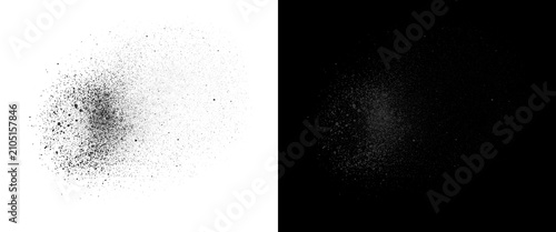 Grungy spray paint texture on white and black background, urban graffiti splatter effect, grainy aerosol mist overlay for graphic design