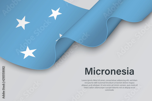 Tableau sur toile Flag of Micronesia Waving - National Symbol