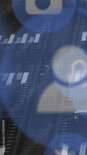 Vertical video: Chart starting HUD, bars pulsing, icons sliding, spinner rotating, updating metrics