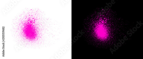 Neon pink spray paint texture, vibrant graffiti aerosol splatter on white and black backgrounds, urban street art paint drip element