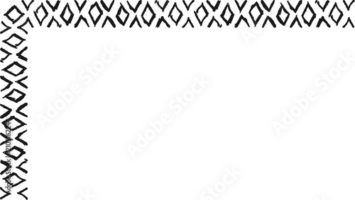 Hand drawn L-shaped frame with a row of white diamonds. Rectangular frame made with white diamonds from hand-drawn sketches to give your vector designs a 