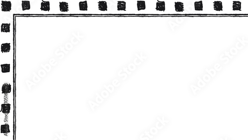 Hand drawn L-shaped frame with black squares. Rectangular frame made with black squares from hand-drawn sketches to give your vector designs a 