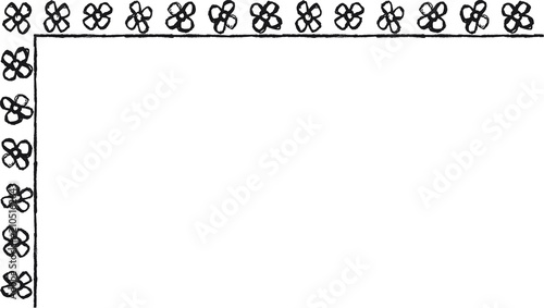 Hand drawn L-shaped frame with daisies. Rectangular frame made with daisies from hand-drawn sketches to give your vector designs a 