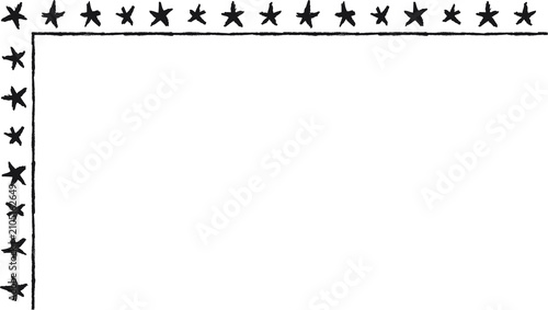 Hand drawn L-shaped frame with stars. Rectangular frame made with stars from hand-drawn sketches to give your vector designs a 