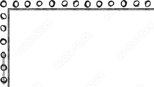 Hand drawn L-shaped frame with white dots. Rectangular frame made with white dots from hand-drawn sketches to give your vector designs a 