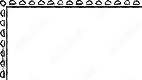 Hand drawn L-shaped frame with white semicircles. Rectangular frame made with white semicircles from hand-drawn sketches to give your vector designs a 