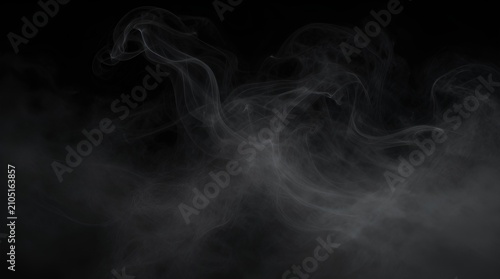 Abstract flowing white smoke effect against a dark backdrop, creating a mysterious and ethereal atmosphere or texture