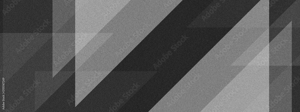 Obraz premium Abstract grainy noise background featuring monochrome overlapping geometric shapes diagonal stripes and vintage film grain texture for modern art designs