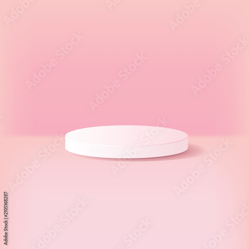 Pastel pink cylinder podium for product presentation background