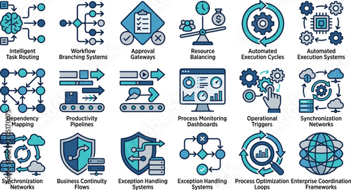 Photos Collection of automation and enterprise workflow system icons