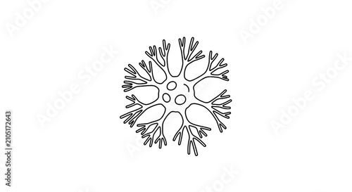 Bild auf Leinwand Stylized neuron cell outline with branched dendrites