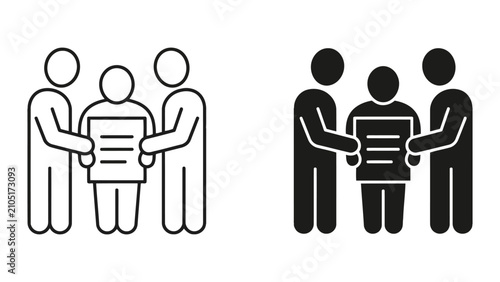 Business partners reviewing document or agreement icon with business, document