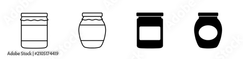 Photography Glass preserving jar icon set