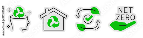 Slika na platnu Sustainability icons showing recycling and net zero concepts