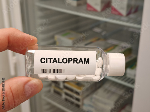 Foto CITALOPRAM SSRI antidepressant for depression and anxiety disorders bottle with
