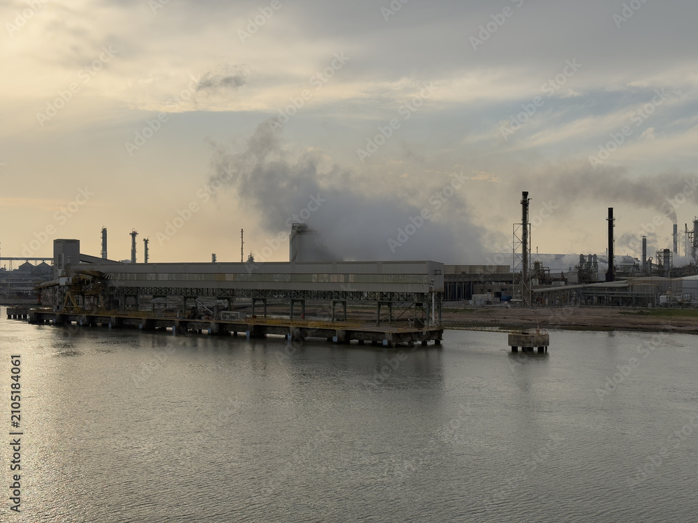 Fototapeta premium industrial plant. smock and buildings. berth of sea port.