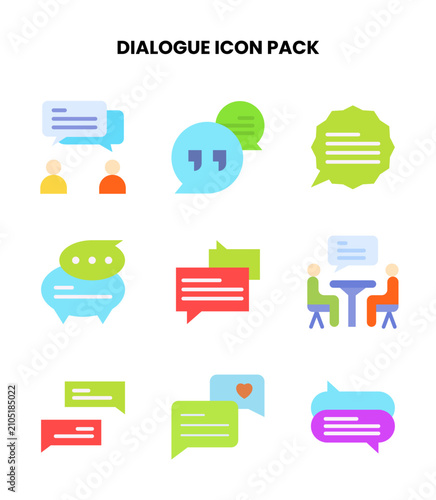 Dialogue Flat Set Icons Pack