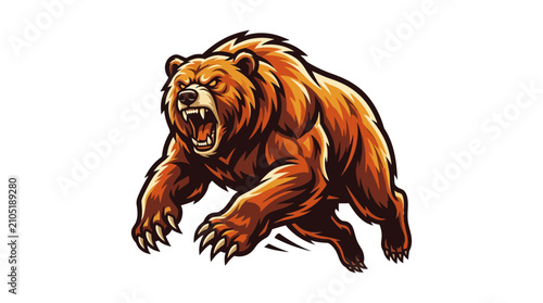 Foto Fierce roaring grizzly bear mascot illustration with aggressive expression and s