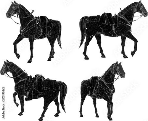 Photos Hyper detailed low poly polygon asset pack representing a noble royal steed hors