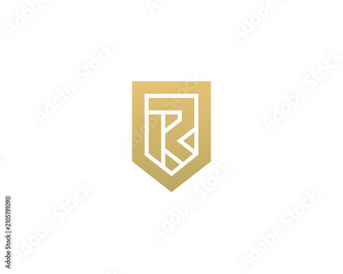 Photos Solid shield logo with abstract R letter design