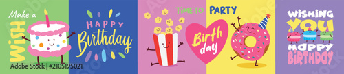 Birthday Anniversary with Funny Character and Birthday Invitation Card Template for banner, poster, vector illustration.